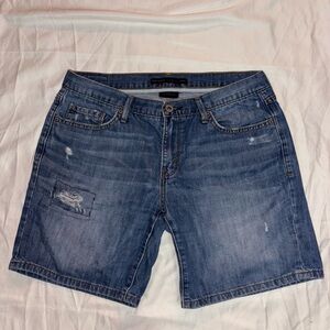 Levi's Blue Ankle Cropped Jeans with Distressed Details